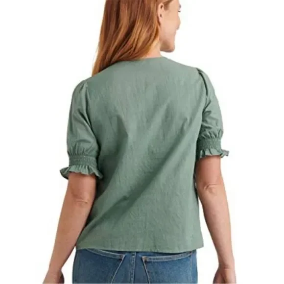 Lucky brand green embroidered top M - Picture 2 of 9